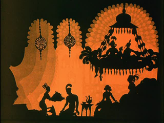 Image of Prince Achmed with dancing girls scene